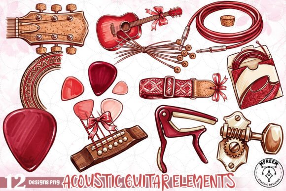 Designing with Musical Flair: Acoustic Guitar Elements PNG