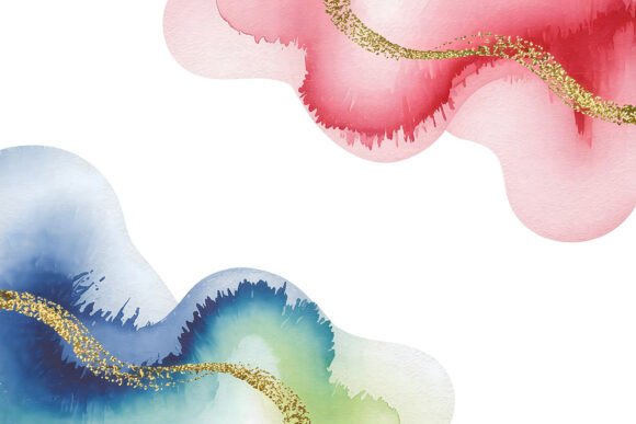 Elegant Pink Blue Gold Watercolor: A Design Asset for Modern Creatives