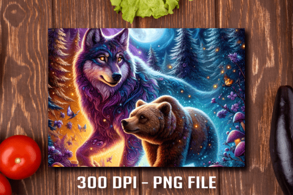 Magical Wolf Bear Moon Cutting Board PNG: A Sublimation Design Guide