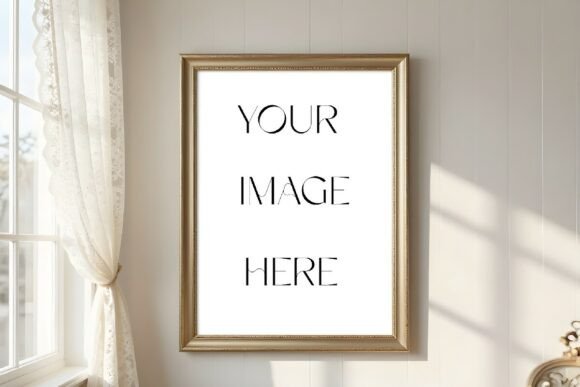 Showcase Your Art in a Luxury Champagne Gold Frame Mockup