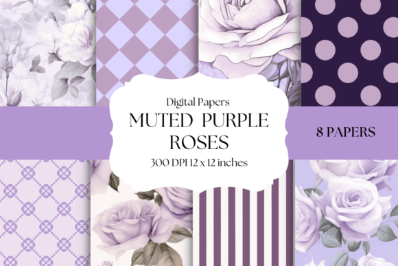 The Soft Power of Muted Purple Roses Digital Papers