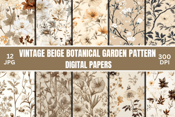 Vintage Beige Botanical Garden Pattern: A Timeless Digital Asset